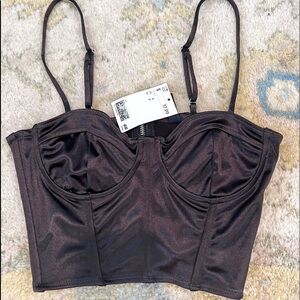 NWT, H&M Bustier in Shimmering Black, Adjustable Straps, Perfect All Year, S